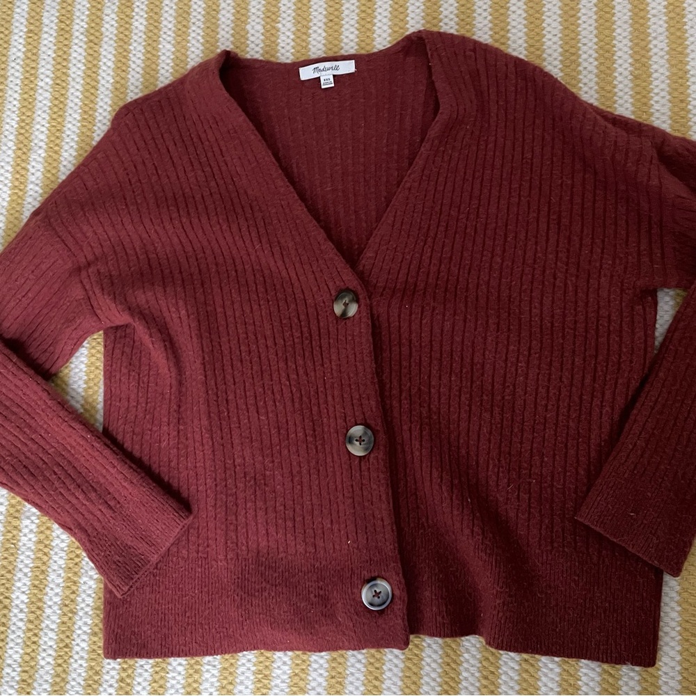 Madewell Women's Deep Red Cardigan Sweater